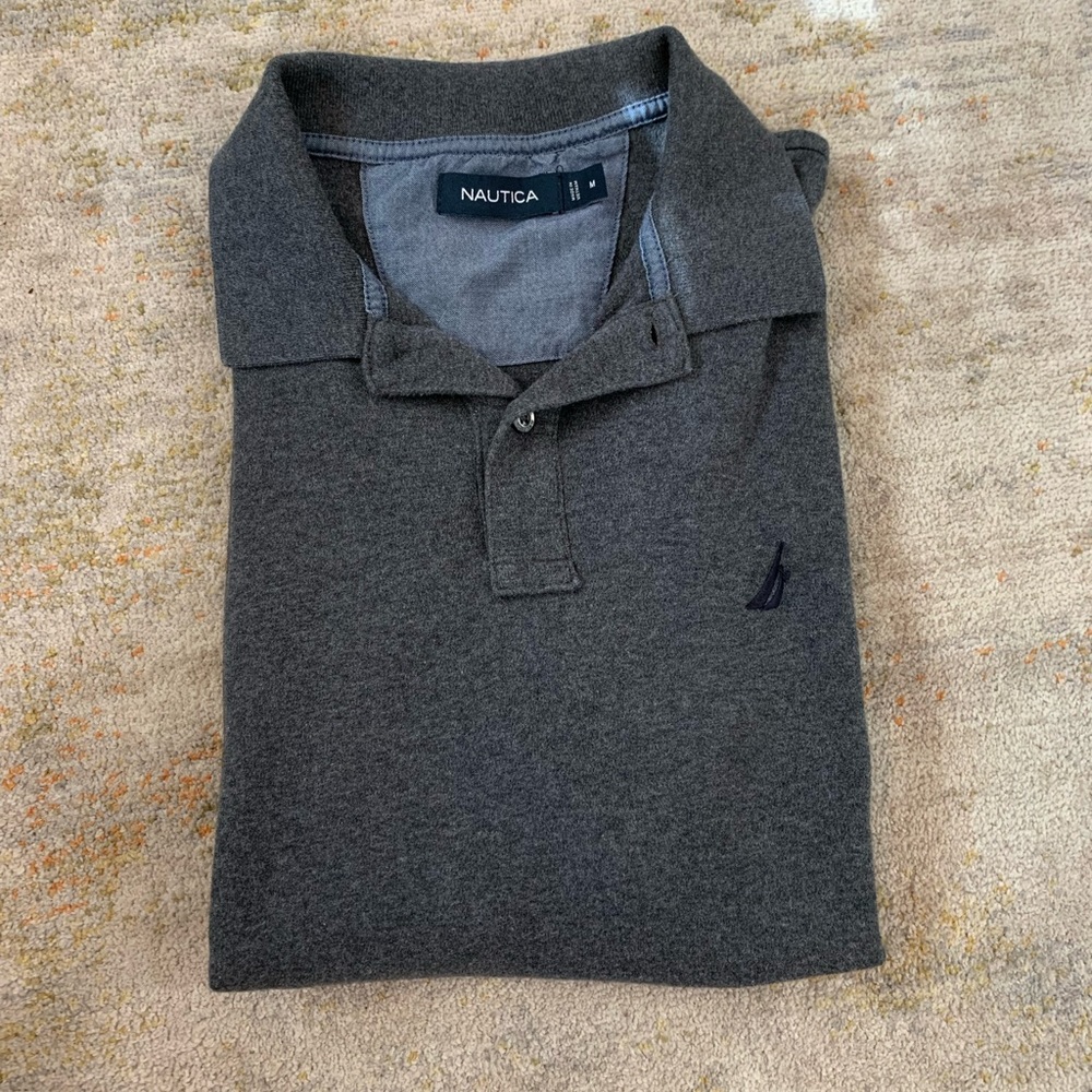 Grey Nautica polo dress shirt